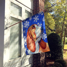 Load image into Gallery viewer, Basset Hound Winter Snowflakes Holiday Flag Canvas House Size