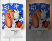 Load image into Gallery viewer, Basset Hound Winter Snowflakes Holiday Ceramic Night Light LH9287CNL