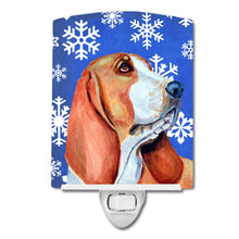 Load image into Gallery viewer, Basset Hound Winter Snowflakes Holiday Ceramic Night Light LH9287CNL