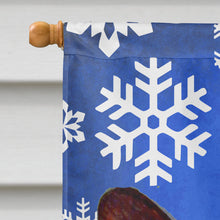 Load image into Gallery viewer, Corgi Winter Snowflakes Holiday Flag Canvas House Size