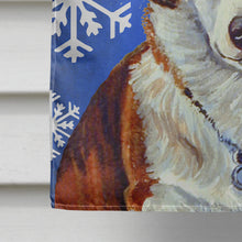 Load image into Gallery viewer, Corgi Winter Snowflakes Holiday Flag Canvas House Size