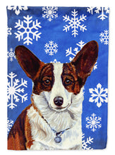 Load image into Gallery viewer, Corgi Winter Snowflakes Holiday Garden Flag – Decorative Outdoor Yard Flag