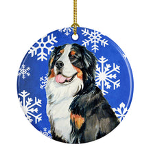 Load image into Gallery viewer, Bernese Mountain Dog Winter Snowflake Holiday Ornament - Round Ceramic Ornament – Artist-Designed Keepsake Decoration LH9289
