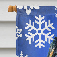 Load image into Gallery viewer, Bernese Mountain Dog Winter Snowflakes Holiday Flag Canvas House Size