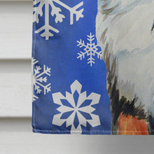 Load image into Gallery viewer, Bernese Mountain Dog Winter Snowflakes Holiday Flag Canvas House Size