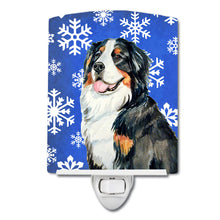 Load image into Gallery viewer, Bernese Mountain Dog Winter Snowflakes Holiday Ceramic Night Light LH9289CNL