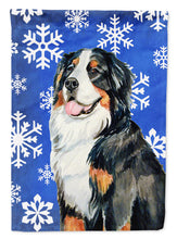 Load image into Gallery viewer, Bernese Mountain Dog Winter Snowflakes Holiday Garden Flag – Decorative Outdoor Yard Flag