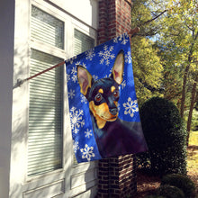 Load image into Gallery viewer, Min Pin Winter Snowflakes Holiday Flag Canvas House Size