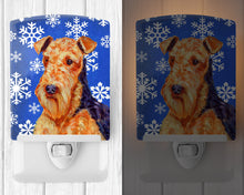 Load image into Gallery viewer, Airedale Winter Snowflakes Holiday Ceramic Night Light LH9291CNL