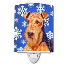 Load image into Gallery viewer, Airedale Winter Snowflakes Holiday Ceramic Night Light LH9291CNL