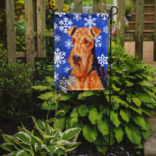 Load image into Gallery viewer, Airedale Winter Snowflakes Holiday Garden Flag – Decorative Outdoor Yard Flag
