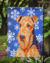 Load image into Gallery viewer, Airedale Winter Snowflakes Holiday Garden Flag – Decorative Outdoor Yard Flag
