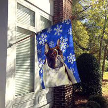 Load image into Gallery viewer, French Bulldog Winter Snowflakes Holiday Flag Canvas House Size