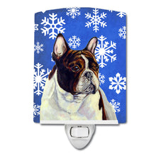 Load image into Gallery viewer, French Bulldog Winter Snowflakes Holiday Ceramic Night Light LH9292CNL