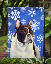 Load image into Gallery viewer, French Bulldog Winter Snowflakes Holiday Garden Flag – Decorative Outdoor Yard Flag