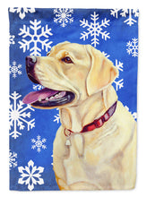 Load image into Gallery viewer, Labrador Winter Snowflakes Holiday Flag Canvas House Size