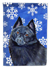 Load image into Gallery viewer, Schipperke Winter Snowflakes Holiday Flag Canvas House Size