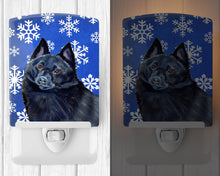 Load image into Gallery viewer, Schipperke Winter Snowflakes Holiday Ceramic Night Light LH9294CNL