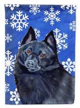 Load image into Gallery viewer, Schipperke Winter Snowflakes Holiday Garden Flag – Decorative Outdoor Yard Flag