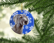 Load image into Gallery viewer, Weimaraner Winter Snowflake Holiday Ornament - Round Ceramic Ornament – Artist-Designed Keepsake Decoration LH9296
