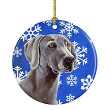 Load image into Gallery viewer, Weimaraner Winter Snowflake Holiday Ornament - Round Ceramic Ornament – Artist-Designed Keepsake Decoration LH9296