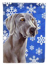 Load image into Gallery viewer, Weimaraner Winter Snowflakes Holiday Flag Canvas House Size