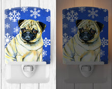 Load image into Gallery viewer, Pug Winter Snowflakes Holiday Ceramic Night Light LH9297CNL