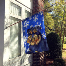 Load image into Gallery viewer, Brussels Griffon Winter Snowflakes Holiday Flag Canvas House Size