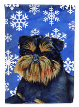 Load image into Gallery viewer, Brussels Griffon Winter Snowflakes Holiday Garden Flag – Decorative Outdoor Yard Flag