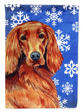 Load image into Gallery viewer, Irish Setter Winter Snowflakes Holiday Flag Canvas House Size