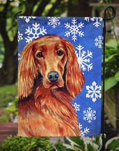 Load image into Gallery viewer, Irish Setter Winter Snowflakes Holiday Garden Flag – Decorative Outdoor Yard Flag