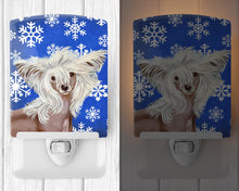 Load image into Gallery viewer, Chinese Crested Winter Snowflakes Holiday Ceramic Night Light LH9302CNL