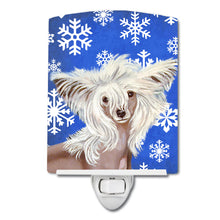 Load image into Gallery viewer, Chinese Crested Winter Snowflakes Holiday Ceramic Night Light LH9302CNL