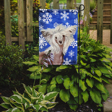 Load image into Gallery viewer, Chinese Crested Winter Snowflakes Holiday Garden Flag – Decorative Outdoor Yard Flag