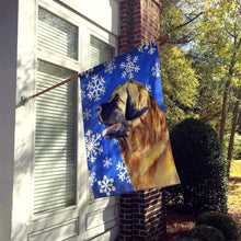 Load image into Gallery viewer, Leonberger Winter Snowflakes Holiday Flag Canvas House Size
