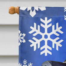 Load image into Gallery viewer, Leonberger Winter Snowflakes Holiday Flag Canvas House Size