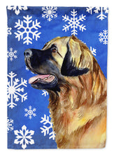Load image into Gallery viewer, Leonberger Winter Snowflakes Holiday Flag Canvas House Size