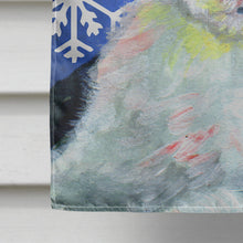 Load image into Gallery viewer, Old English Sheepdog Winter Snowflakes Holiday Flag Canvas House Size