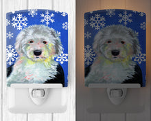 Load image into Gallery viewer, Old English Sheepdog Winter Snowflakes Holiday Ceramic Night Light LH9306CNL