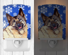 Load image into Gallery viewer, Norwegian Elkhound Winter Snowflakes Holiday Ceramic Night Light LH9308CNL