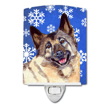 Load image into Gallery viewer, Norwegian Elkhound Winter Snowflakes Holiday Ceramic Night Light LH9308CNL