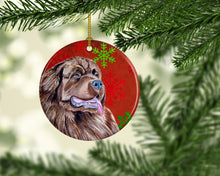 Load image into Gallery viewer, Newfoundland Red Snowflake Holiday Christmas Ornament - Round Ceramic Ornament – Artist-Designed Keepsake Decoration LH9309