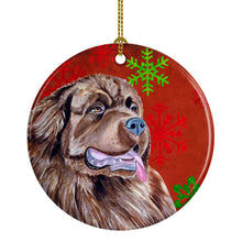 Load image into Gallery viewer, Newfoundland Red Snowflake Holiday Christmas Ornament - Round Ceramic Ornament – Artist-Designed Keepsake Decoration LH9309