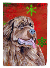 Load image into Gallery viewer, Newfoundland Red and Green Snowflakes Holiday Christmas Flag Canvas House Size