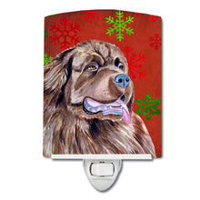 Load image into Gallery viewer, Newfoundland Red and Green Snowflakes Holiday Christmas Ceramic Night Light LH9309CNL