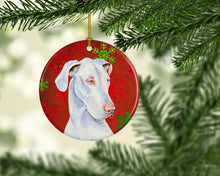 Load image into Gallery viewer, Great Dane Red Snowflake Holiday Christmas Ornament - Round Ceramic Ornament – Artist-Designed Keepsake Decoration LH9311