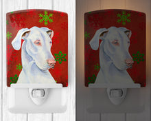 Load image into Gallery viewer, Great Dane Red and Green Snowflakes Holiday Christmas Ceramic Night Light LH9311CNL