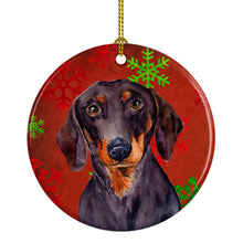 Load image into Gallery viewer, Dachshund Red Snowflake Holiday Christmas Ornament - Round Ceramic Ornament – Artist-Designed Keepsake Decoration LH9313