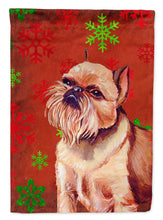 Load image into Gallery viewer, Brussels Griffon Red Green Snowflakes Holiday Christmas Flag Canvas House Size