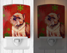 Load image into Gallery viewer, Brussels Griffon Red and Green Snowflakes Holiday Christmas Ceramic Night Light LH9314CNL